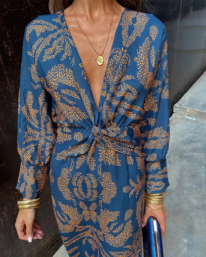 Dineke - Elegantes langärmliges Kleid mit Blumenmuster