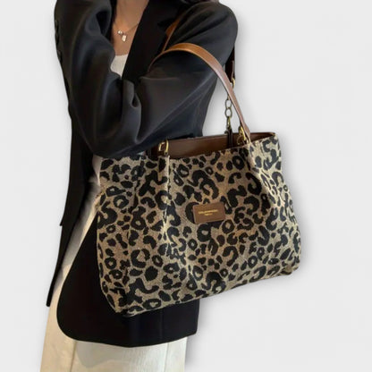 Nora. - Leopard Print Canvas Tote