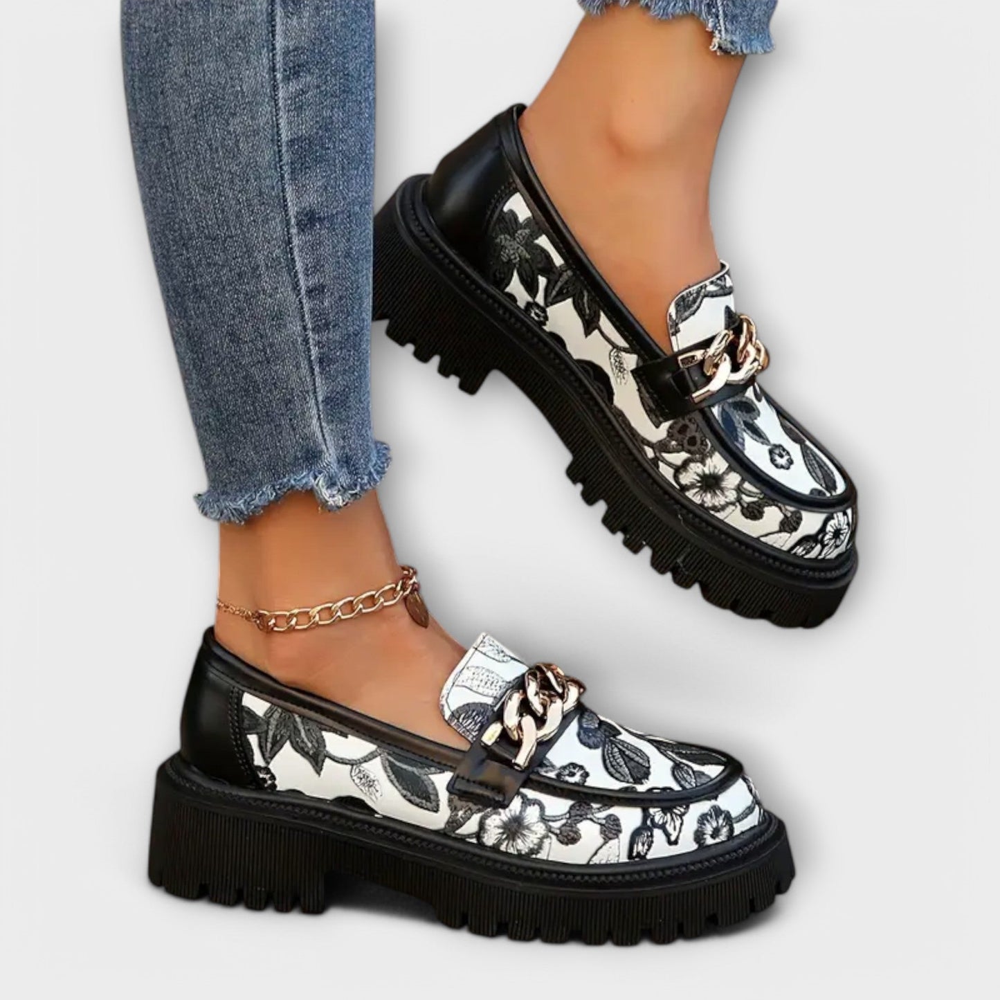 Amira™ | Retro-Mokassins mit Blumendesign