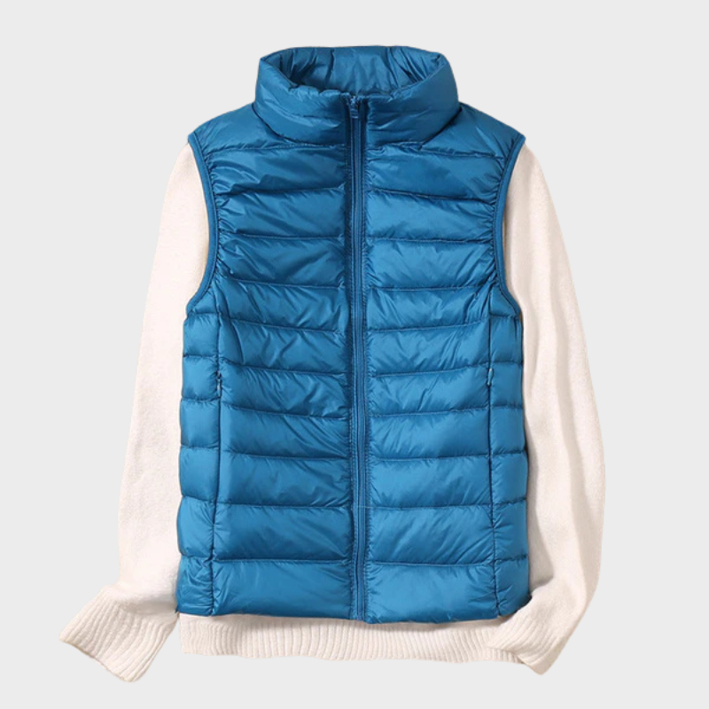 Vera – Auffällige gesteppte Weste mit Reißverschluss