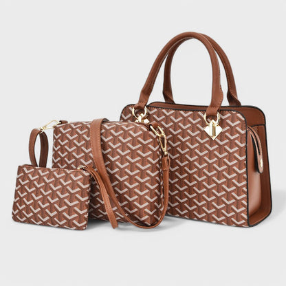 Nora. - Luxus 3-teiliges geometrisches Taschen-Set