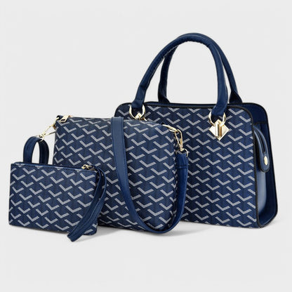 Nora. - Luxus 3-teiliges geometrisches Taschen-Set