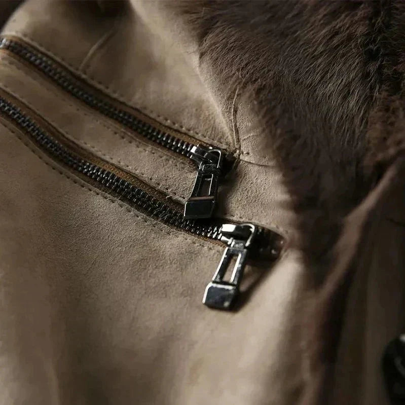 Lammfelljacke mit Pelzkragen