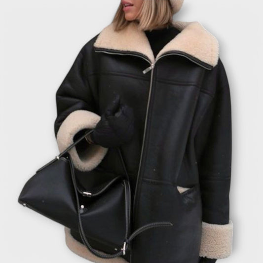 Vikka – Lederjacke mit Teddyfutter für ultimativen Komfort
