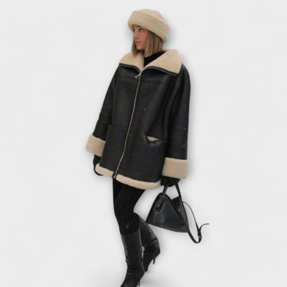 Vikka – Lederjacke mit Teddyfutter für ultimativen Komfort